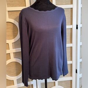 Grace Karin WM’s LG Scalloped Crew Neck “Navy” Sweater *Like New!